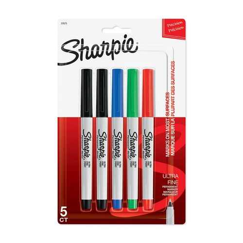 37675PP Permanent Markers, Ultra Fine Point, Assorted Colors, 5 Count