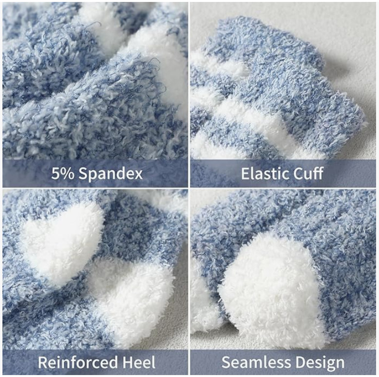 Womens Socks Winter 5 Pairs Cozy Slipper Fluffy Warm Footies Sleeping Soft Knits