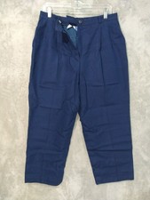 Pendleton Pants Women 14 Petite Blue Virgin Wool Pleated Trousers Vintage USA