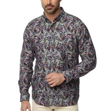 Robert Graham Mens XL Ziton Tailored Fit Gray Long Sleeve Dress Shirt NWT