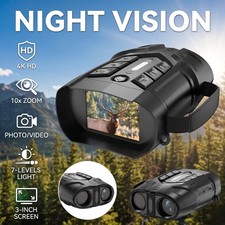 Infrared Night Vision Binoculars - 1080P Video 2.8' IPS Screen 10X Zoom 5W