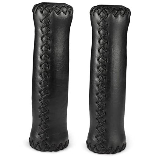 Bike Handlebar Grips - Brown Vinyl Leather Grips In 135mm Wi