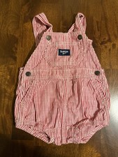 OshKosh B'Gosh Red White Pinstripe Overalls The Genuine Article 9m 9 Months