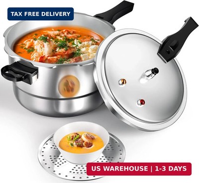 WantJoin 8Qt Aluminum Pressure Cooker w/Release Valve & Multiple Protective Devi