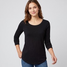 Loft Women's Long Sleeve Shirttail Tee Shirt Top in Black Color and size XS NWT