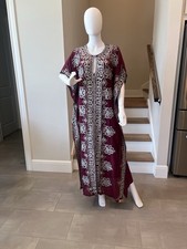 Embroidered Maroon Caftan Maxi Dress Size M
