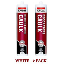Soudal Decorators Caulk White 290ml Flexible Filler Sealant for Gaps, Cracks