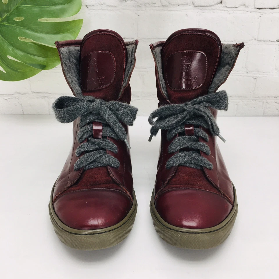 Botas de Combate Brunello Cucinelli Mujer Talla 39.5 Cuero Forradas en Piel Hechas en Italia Foto 4 de 4