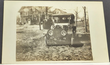 RPPC ~ early 1900's ~ man posing next to an antique touring car