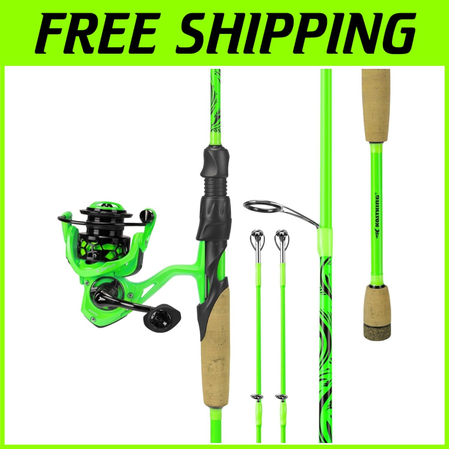 Premium Zephyr Dual-Tip Spinning Rod & Reel Combo Ideal for 