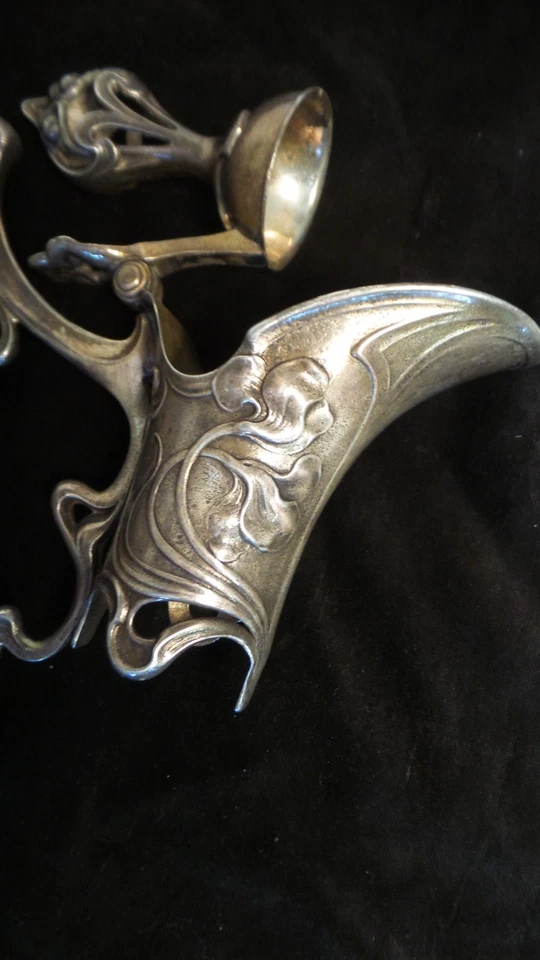 POUR AIGUIERE METAL ARGENTE STYLE LOUIS XV 13"x7" MONTURE BEC VERSEUR AVEC ANsE - Image 4 of 4