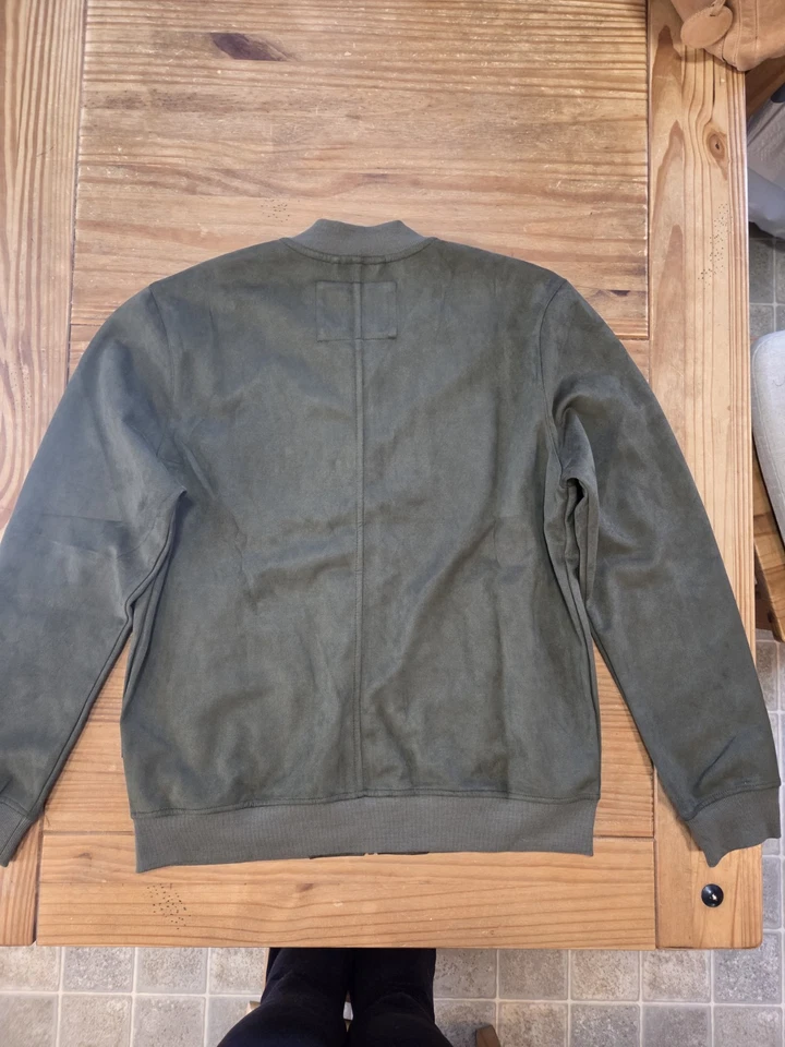 Hombres Ben Sherman Bomber Verde Imitación Gamuza Cremallera Talla Grande Chaqueta  Foto 4 de 4