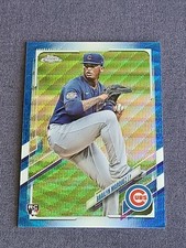 BRAILYN MARQUEZ 2021 TOPPS CHROME BLUE WAVE RC CARD SP #13/75 CHICAGO CUBS