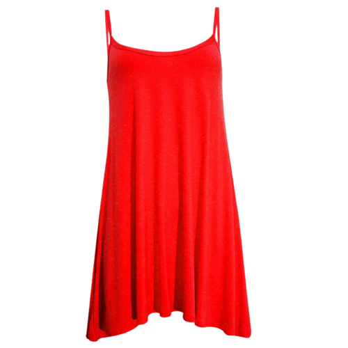 WOMENS CAMISOLE CAMI FLARED SKATER LADIES STRAPPY VEST TOP SWING MINI DRESS 6-22 - Picture 18 of 19