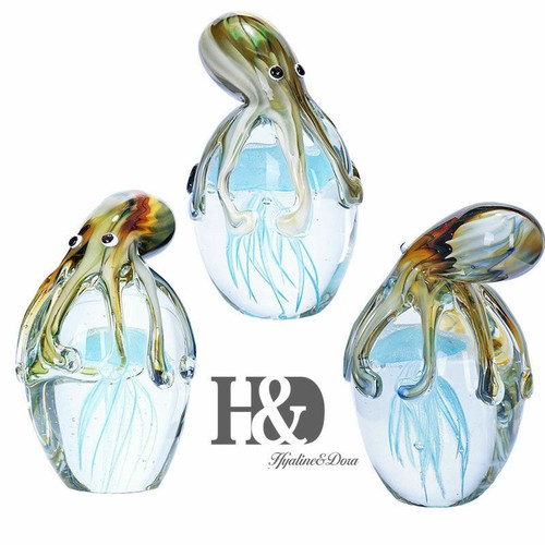 Glass Jellyfish&Octopus Animal Wedding Art Glass Blown Crafts Home Figurine AA - Picture 8 of 9