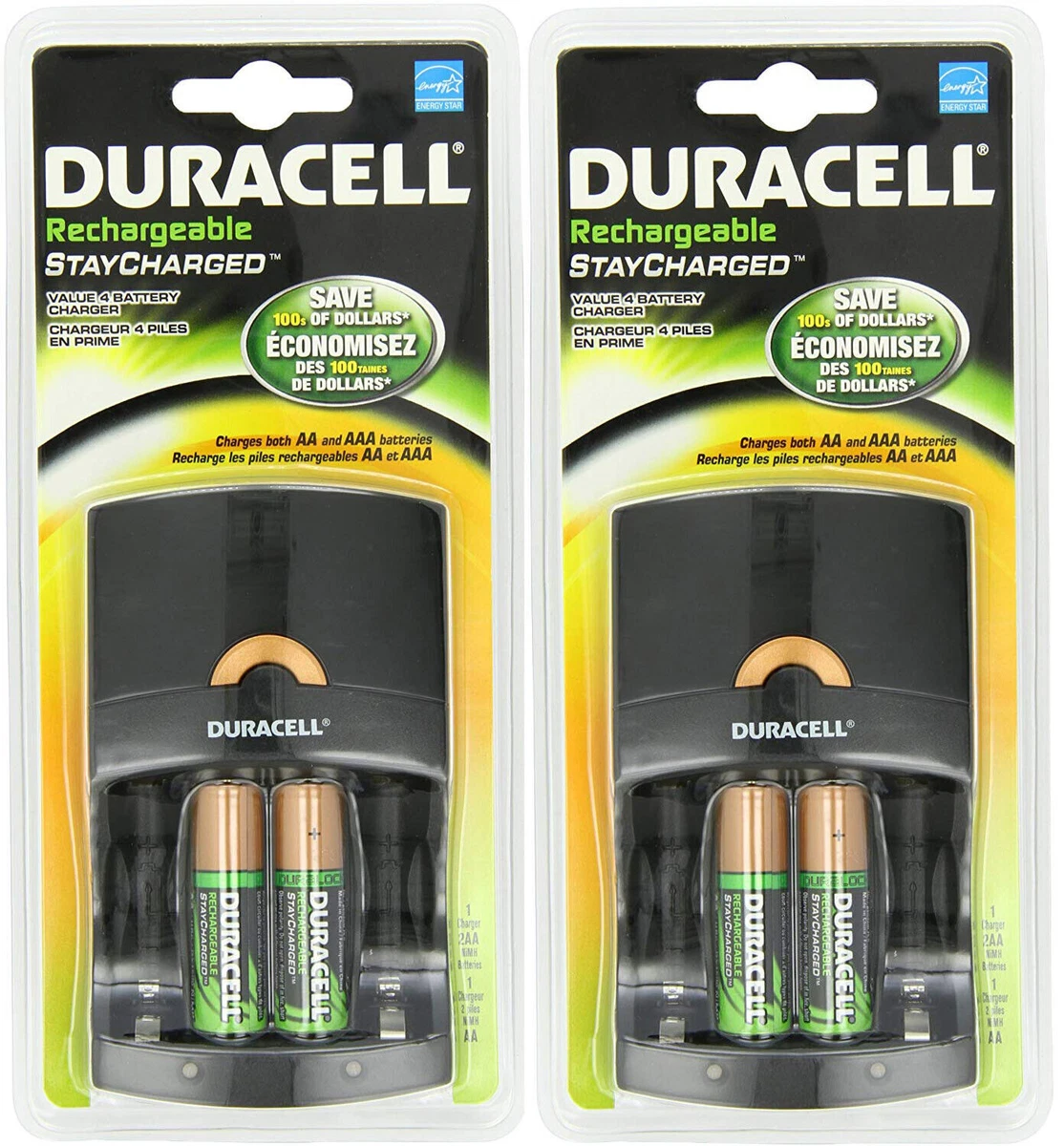 DURACELL Piles Rechargeables AAA 750 Mah, lot de 4 piles