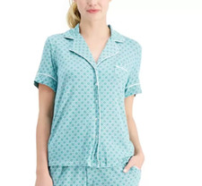 Alfani Notch Collar Only Pajama Top Blue M