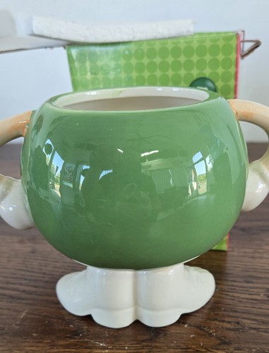 2008 M&M's Ceramic Green Character Cup/Mug With Arm Handles And Feet Base Box - Picture 3 of 5