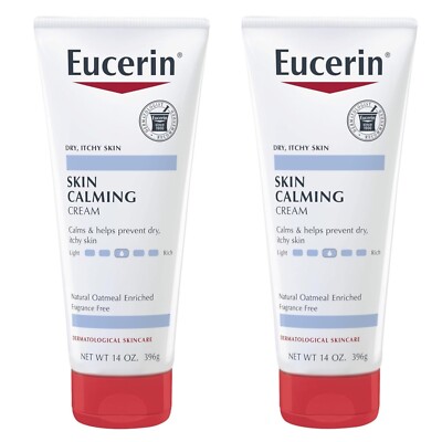 Eucerin Skin Calming Daily Cream For Dry Itchy Skin Fragrance-Free 14 Oz 2 Pack