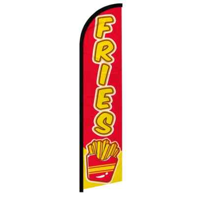 Fries Windless Full Sleeve Feather Advertising Burger Fair Food Banner Flag