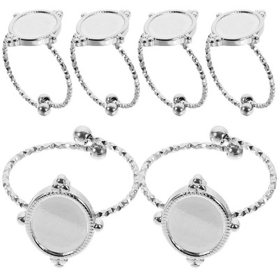 6 Pcs Ovaler Verstellbare Ringrohlinge Ringsockel Frau Und Frauen