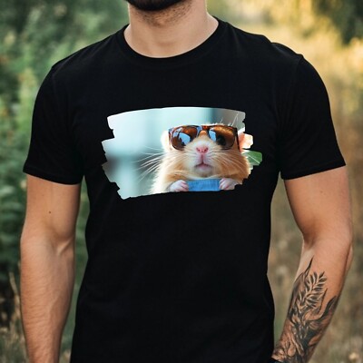 Mens Hamster Sunglasses Cotton T-Shirt Size XS to 5XL
