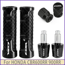 Black-For HONDA CBR600RR 900RR Motorcycle Handlebar Grips Bar End Cap Tire Valve