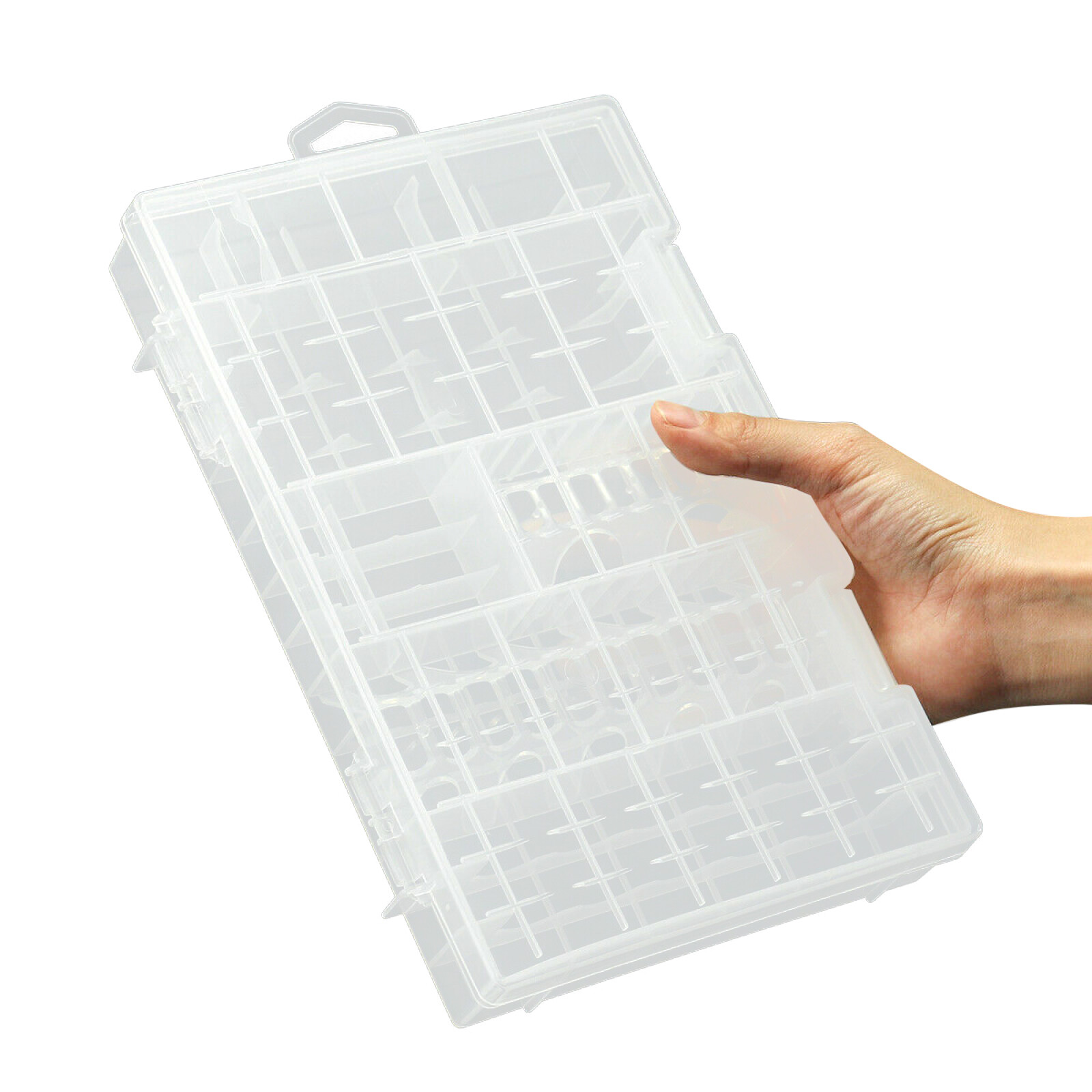 Clear Hard Plastic AA/AAA C D 9V Cell Battery Storage Case/Organizer/Holder Box
