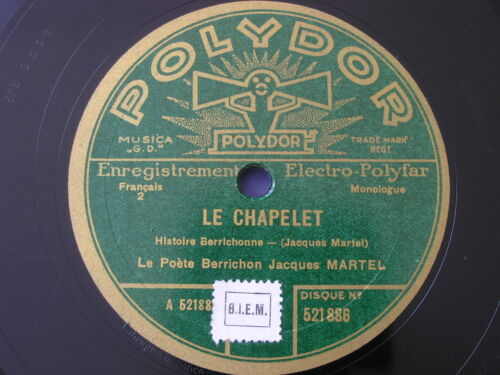 Jacques Martel Berry Le Chapelet 78 Tours Polydor 521.886 - Bild 1 von 2