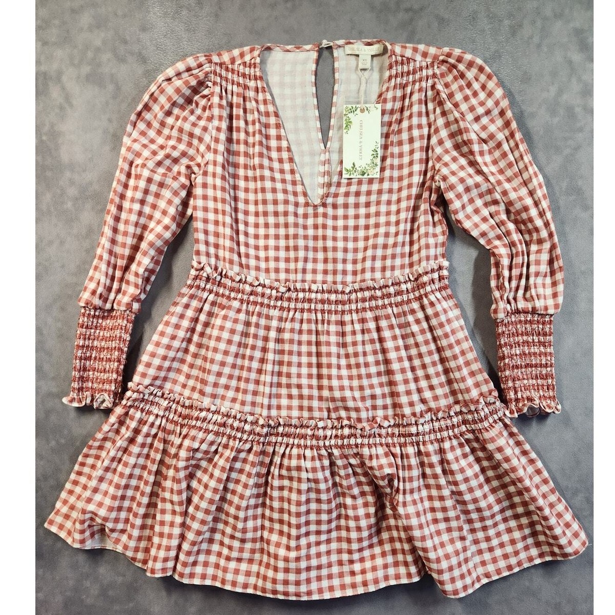 strapless open back dress Petal Gingham Dress – Beehive main image 1