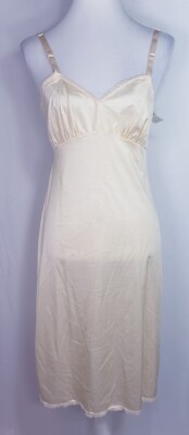 VTG Nancy King Lingerie Under Dress Slip Nylon Adjustable 2126 Beige Size 34