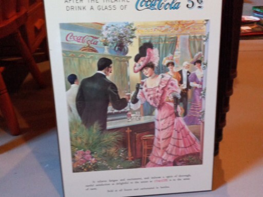 Coca Cola Vintage Wooden "After The Theater Drink A Glass Of Coca Cola 5 Cents
