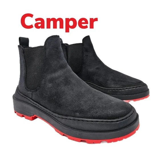CAMPER Hombres Marrón/Negro Grado Deportivo OutPix Punta Redonda Cuero Chelsea