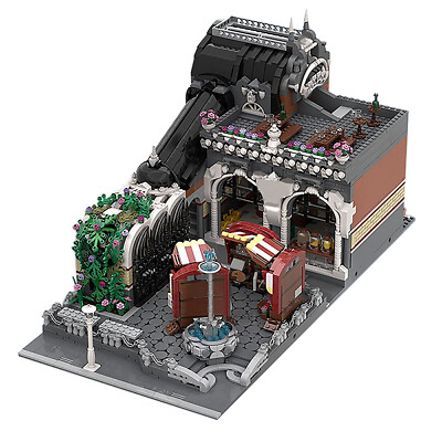 YOUFOY Modular Market with Square, Marble Fountain, Stone Benches 4689 Pieces