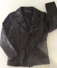 Vintage Milan Genuine Leather Blazer Jacket Y2k Real Retro Black Women’s Xl