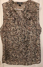 Lauren by Ralph Lauren Women's Sheer Animal Print Top Size 16 Mob Wife