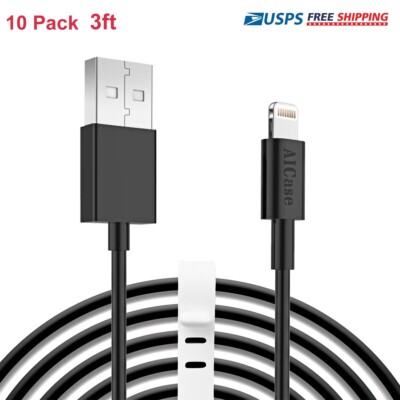 10 PCS USB Cable Charger Data Cord for iPhone XS 14 13 12 11 Pro Max SE 8 7 iPad