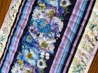 Handcrafted-Quilted Table Runner- Spring Has Arrived -Flowers Various Blues 2025 — photo 4