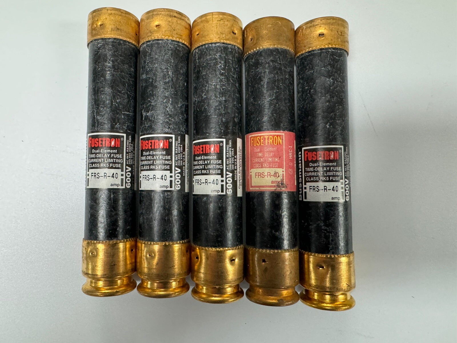 (LOT of 5) FRS-R-40 BUSSMAN FUSETRON DUAL ELEMENT TIME DELAY FUSE ...