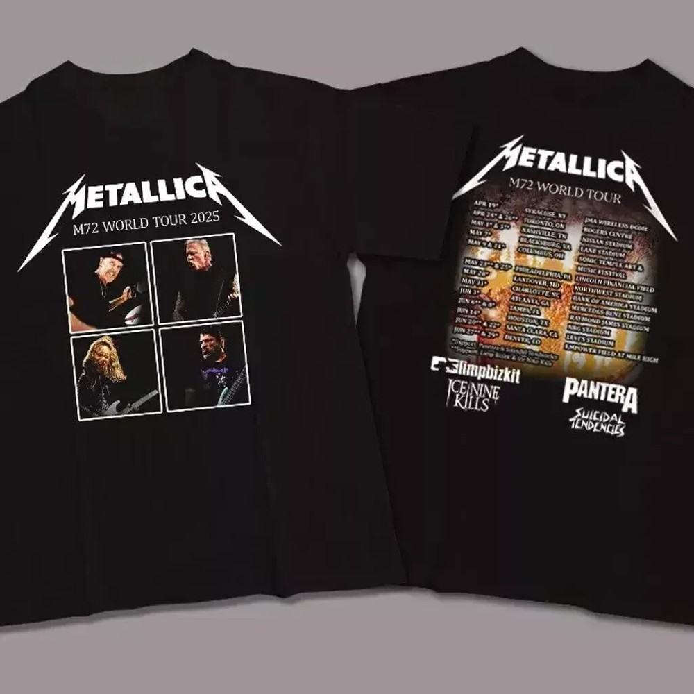 Metallica M72 World Tour 2025 Black Cotton T-Shirt Gift Sale