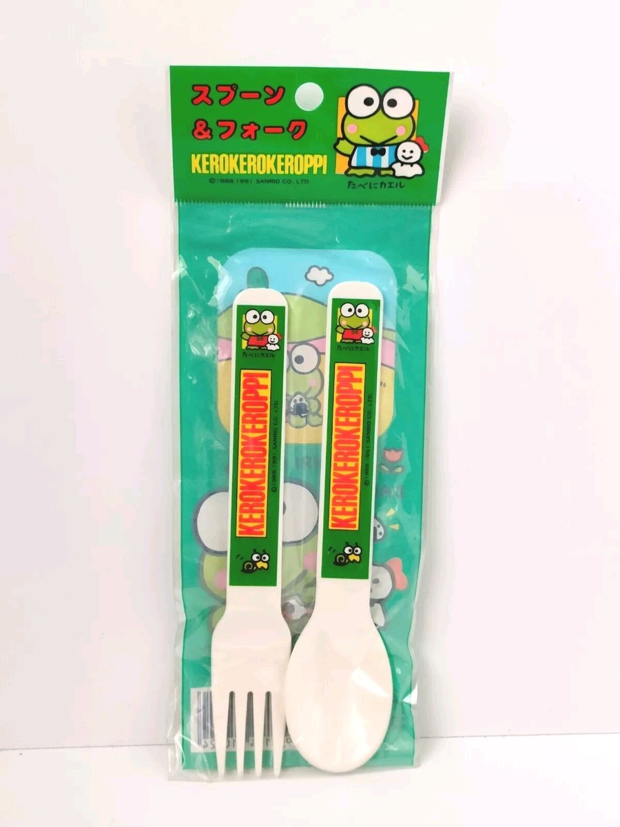 Keroppi Spoon & Fork Set 1991 Plastic Kerokero Vintage Sanrio Rare