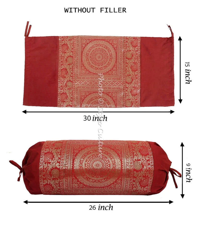 Indian Bolster Cover Mandala Pillow Cushion Cover Cylindrical Neck Bolster 30" - Image 2 of 3