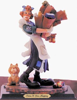 RARE 9-inch Lady Clown Collectible Figurine - Emma K - COMPANION TO EMMETT KELLY