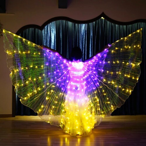 5 Modes LED Isis Wing Colorful Belly Dance Wing Led Accessory 360 Angel Sticks - Picture 5 of 18
