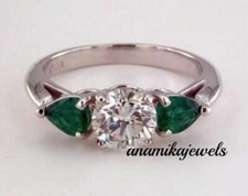 3-Stone 1.75CT Lab-Created Round Cut Diamond Engagement Ring 14K White Gold Over