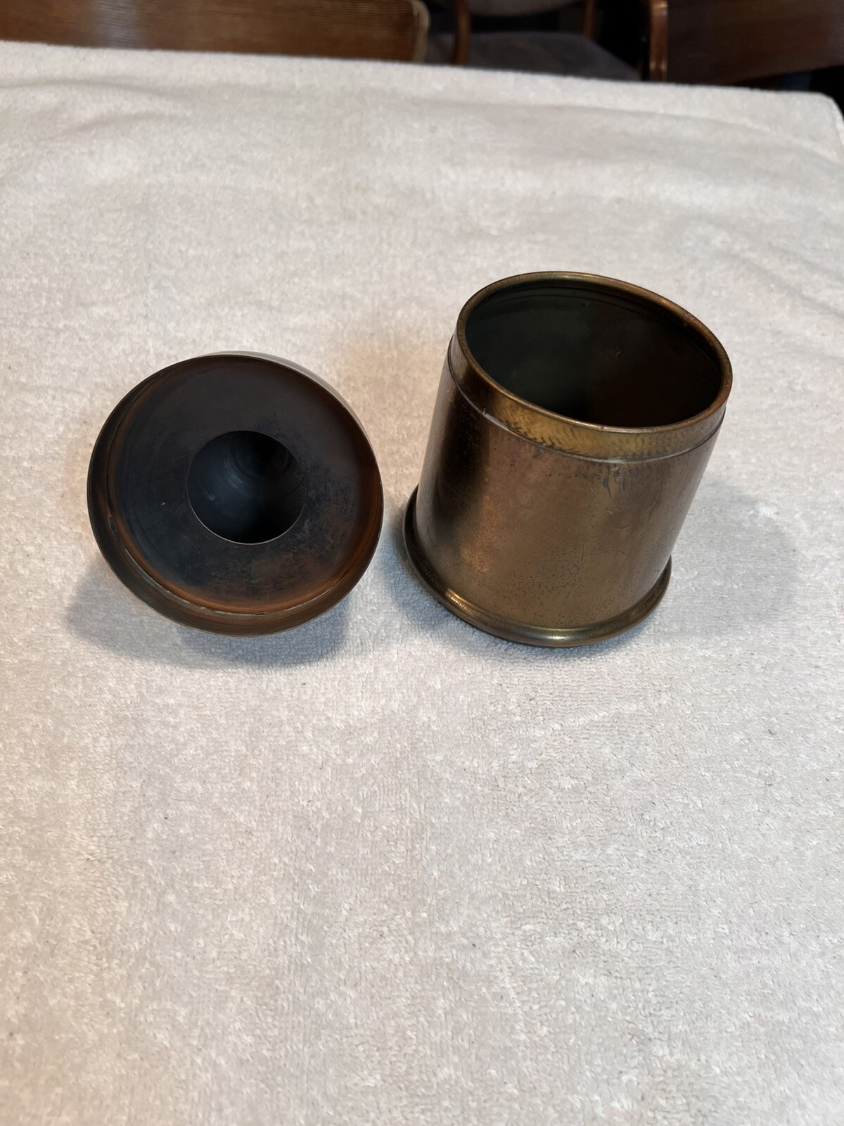 Large WWI Shell Shaped Tobacco Canister 8" Tall X 5" in diameter No Dents.