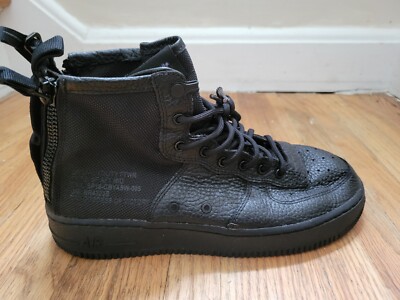 Nike SF Air Force 1 Mid Triple Black (GS) AJ0424-003 Youth Size