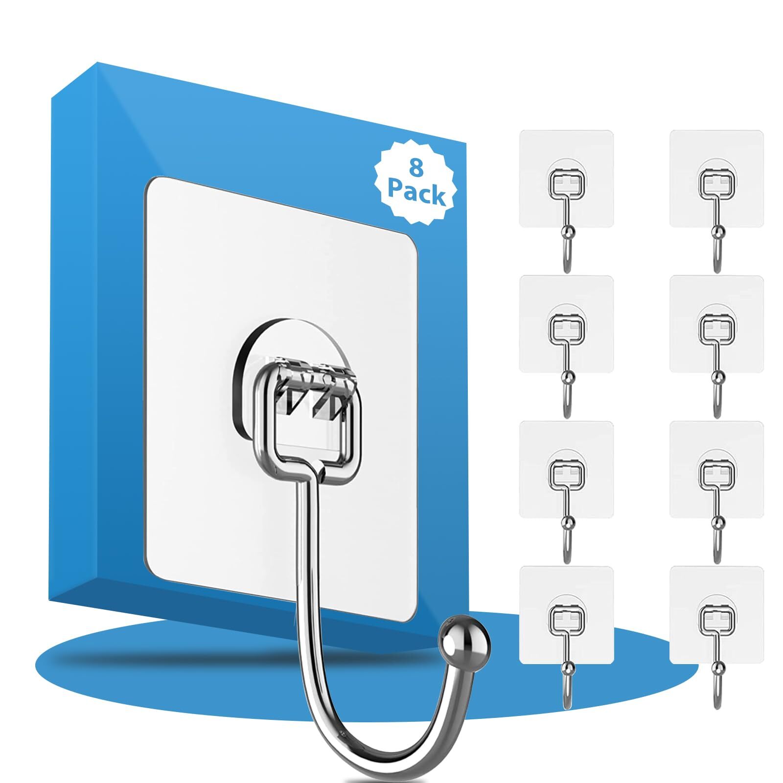 Adhesive Hooks Heavy Duty 44lb(max), Rustproof Adhesive Hooks for Hanging Bag...