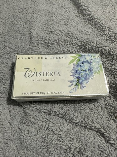 CRABTREE & EVELYN WISTERIA BOXED SOAPS 3 X 100g FULL SIZE BARS Box Has Marks - Picture 5 of 6
