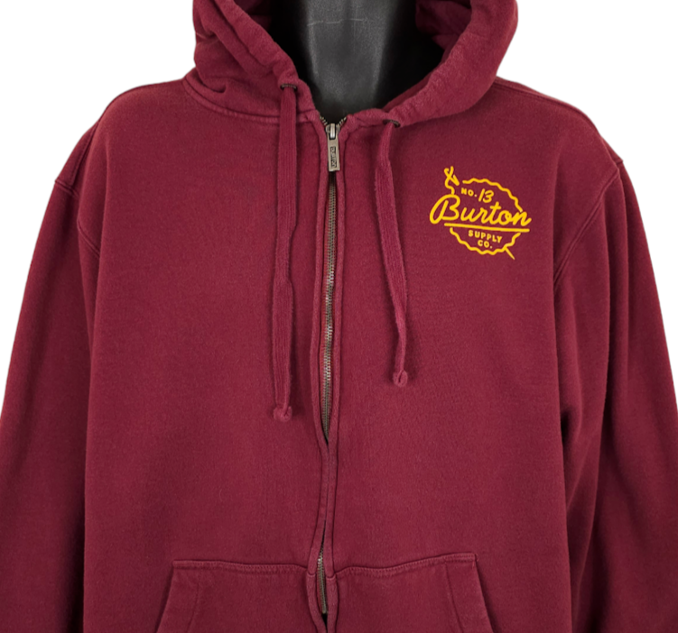 Burton Sweatshirt Hoodie Mens Size XL Red Snowboarding Skiing Ningbo Full  Zip Up